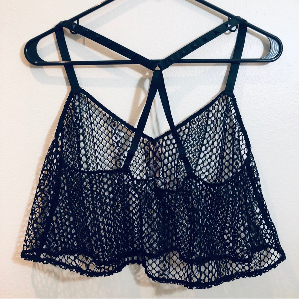 Victoria’s Secret Lacey Patterned + Studded Adjustable Straps Punk Tank Top